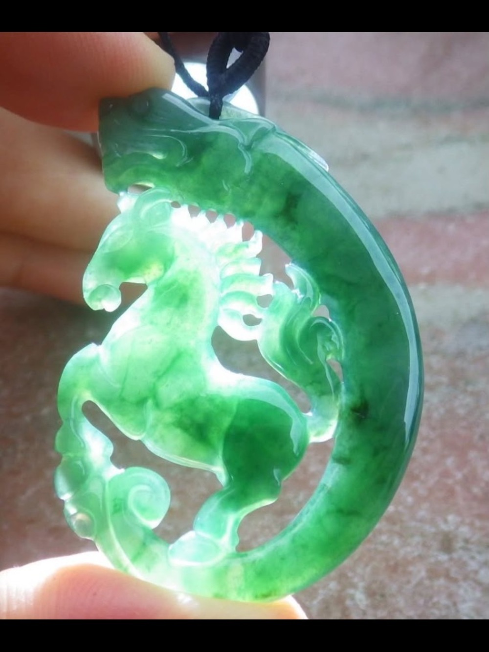 Exquisite Certificate Jadeite Jade Green Grade A Pendant Dragon Horse